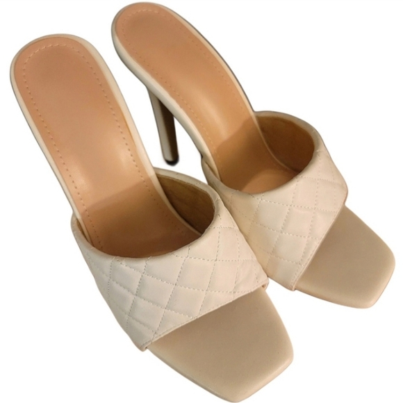 Shein Quilted Mule Heels White size 8.5 - Picture 2 of 7